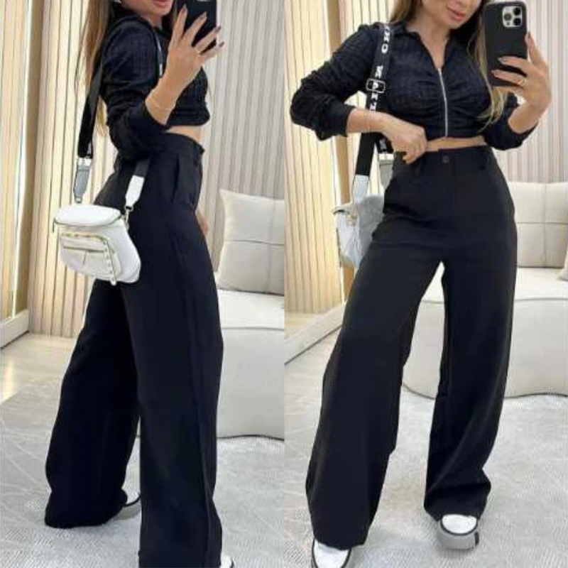 Kit 4 Calças Pantalona Alfaiataria Premium Wide Leg